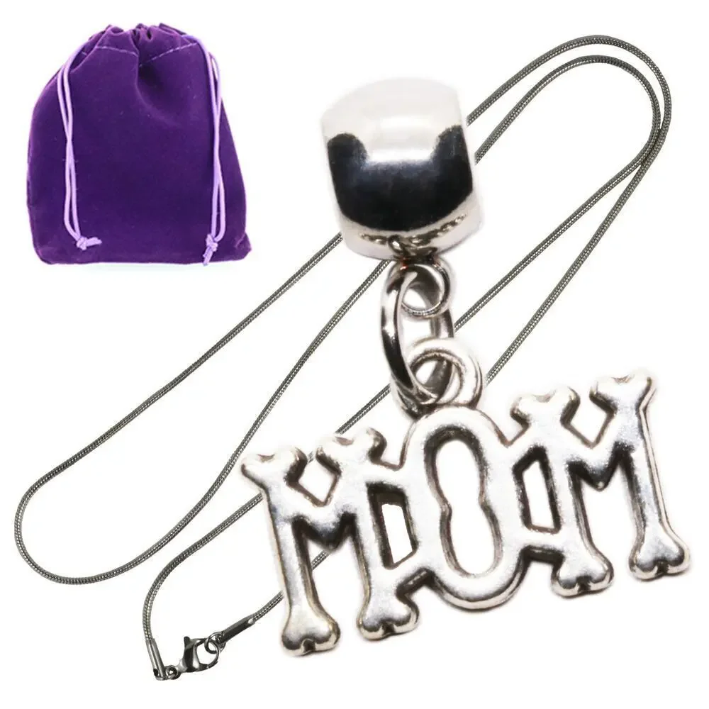 Silver Tone Mom Pendant Necklace For Everyday Style, Sentimental Jewelry Gifts